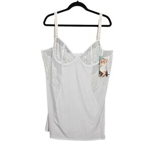 Coquette Diva White Lace Underwire Chemise Plus Size 1X/2X NWT 7119X